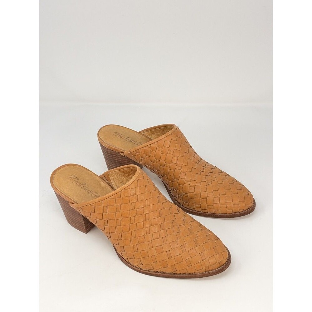 Madewell Womens Heels Brown Amber The Harper Mule Woven Leather Slip On US 8 - Picture 2 of 12